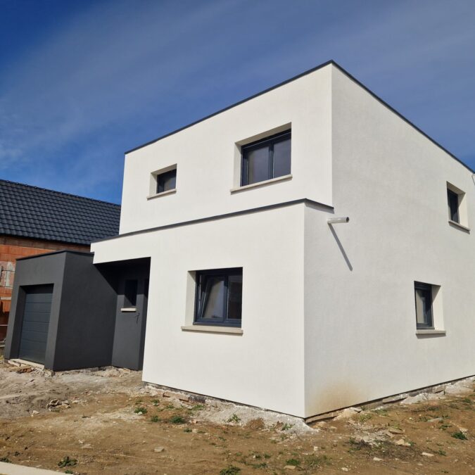 20230328_144820 675X675 | Forbati Chantier enduit projeté ravalement de façade sur maison neuf Erstein